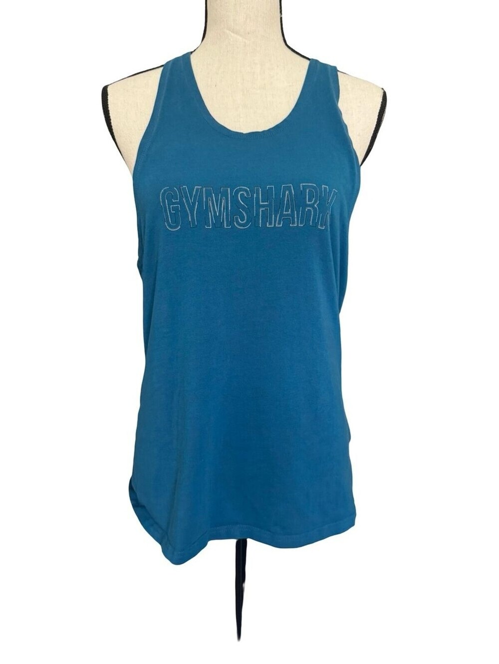 Gymshark Racerback Tank Top Blue Logo Athletic Workout Gym Training Women's M